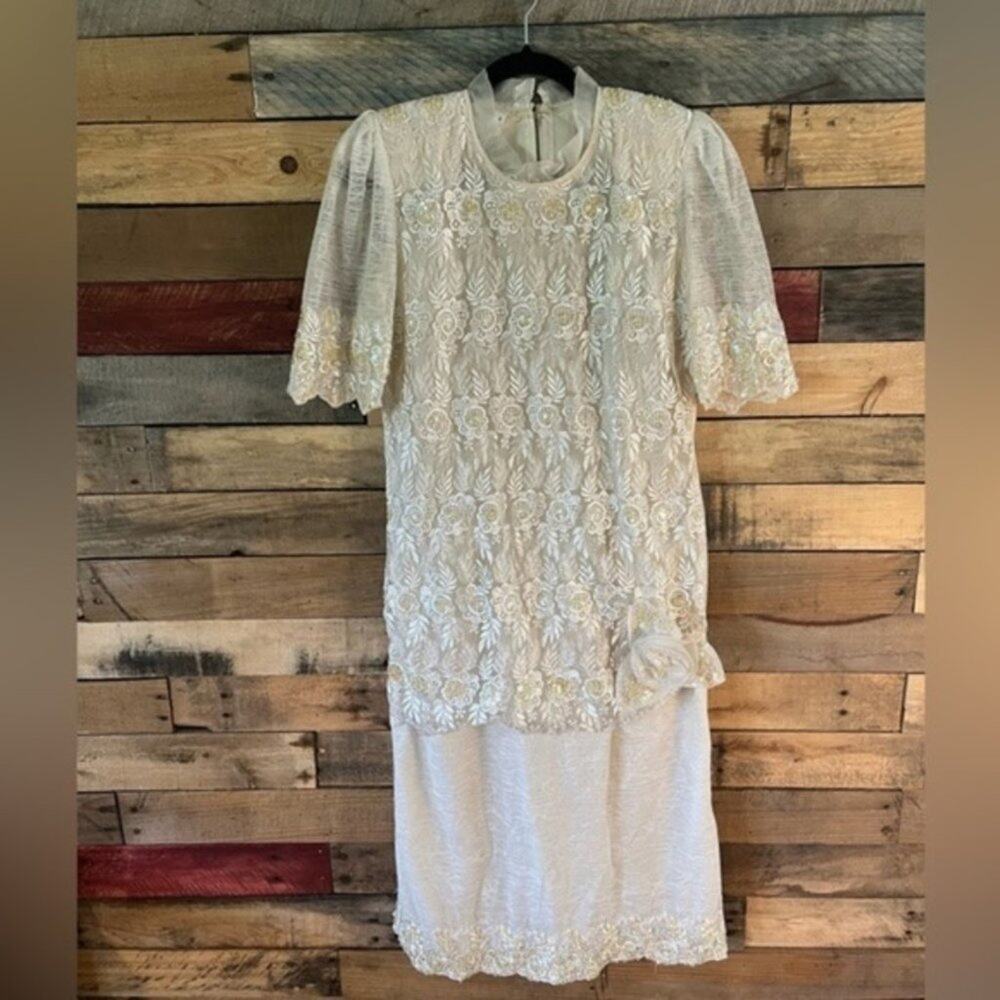 Floral and Sequin Wedding‎ Dress Size Small